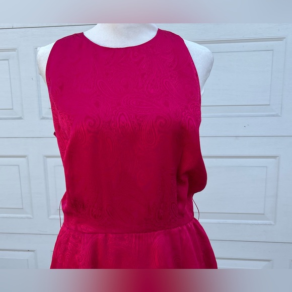 Women's VTG St. Gillian 100% silk Midi hot Pink dress 10 - Picture 2 of 4